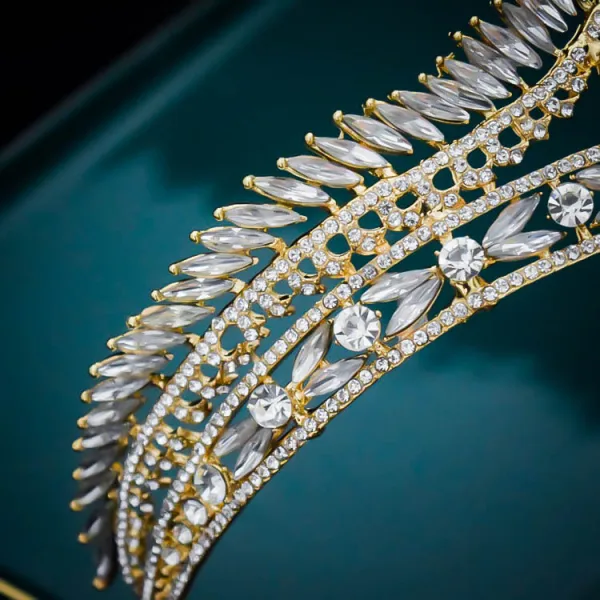 Vintage / Originale Doré Faux Diamant Alliage Mariage Tiare 2022 Accessoire Cheveux Mariage