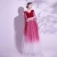 Vintage / Retro Burgundy Glitter Sequins Prom Dresses 2024 A-Line / Princess V-Neck 1/2 Sleeves Backless Floor-Length / Long Prom Formal Dresses