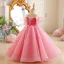 Chic / Beautiful Blushing Pink Butterfly Appliques Birthday Flower Girl Dresses 2025 Ball Gown Scoop Neck Short Sleeve Backless Floor-Length / Long