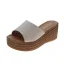 Schlicht Schwarz Freizeit Sommer Strand Sandalen Damen 2023 7 cm Keilabsatz Peeptoes Sandaletten