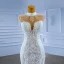 High-end White Trumpet / Mermaid Wedding Dresses 2022 High Neck Sleeveless Beading Rhinestone Tassel Pearl Lace Flower Chapel Train Wedding