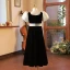 Elegant Black Birthday Flower Girl Dresses 2024 A-Line / Princess Square Neckline Puffy Short Sleeve Backless Bow Floor-Length / Long