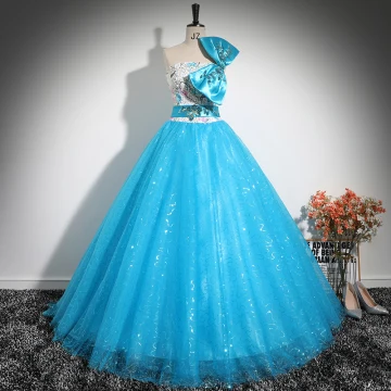 Bling Bling Blauw Pailletten Galajurken 2024 Baljurk Strapless Mouwloos Ruglooze Strik Lange Gala Gelegenheid Jurken