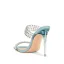 Sexy Transparent Pool Blue Rivet Evening Party Womens Sandals 2022 11 cm Stiletto Heels Open / Peep Toe High Heels