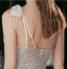 Sparkly Silver Beading Sequins Split Front Evening Dresses 2024 Trumpet / Mermaid One-Shoulder Sleeveless Backless Floor-Length / Long Evening Party Formal Dresses