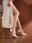 Elegant White Pearl Satin Wedding Shoes 2025 High Heels 6 cm Stiletto Heels Pointed Toe Wedding Heels