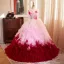 Fashion Blushing Pink Two Tone Appliques Cascading Ruffles Prom Dresses 2024 Ball Gown Strapless Sleeveless Backless Sweep Train Prom Formal Dresses