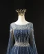 High-end Vintage / Retro Navy Blue Handmade  Beading Rhinestone Sequins Prom Dresses 2024 Ball Gown Scoop Neck Sleeveless Backless Floor-Length / Long Formal Dresses