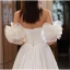 Elegant Ivory Satin Wedding Dresses 2023 A-Line / Princess Off-The-Shoulder Puffy Short Sleeve Backless Court Train Wedding