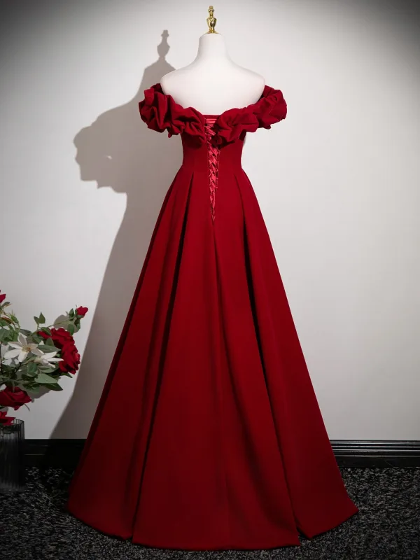 Chic / Belle Rouge Robe De Bal 2025 Princesse Volants De l'épaule Sans Manches Dos Nu Longue Robe De Ceremonie
