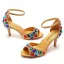 Chic / Beautiful Gold Evening Party Multi-Colors Rhinestone Womens Sandals 2023 Ankle Strap 7 cm Stiletto Heels Open / Peep Toe Sandals High Heels