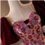 Scintillantes Bordeaux Paillettes Fleur Robe De Bal 2024 Trompette / Sirène Encolure Carrée Manches Courtes Dos Nu Noeud Train De Balayage Promo Robe De Ceremonie