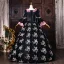 Medieval Vintage / Retro Black Bow Lace Flower Prom Dresses 2026 Ball Gown Square Neckline Bell sleeves Floor-Length / Long Formal Dresses