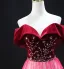 Schöne Burgunderrot Strass Pailletten Ballkleider 2025 A Linie Bandeau Ärmellos Rückenfreies Lange Ball Festliche Kleider
