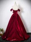 Charming Burgundy Prom Dresses 2025 Ball Gown Strapless Sleeveless Floor-Length / Long Backless Formal Dresses