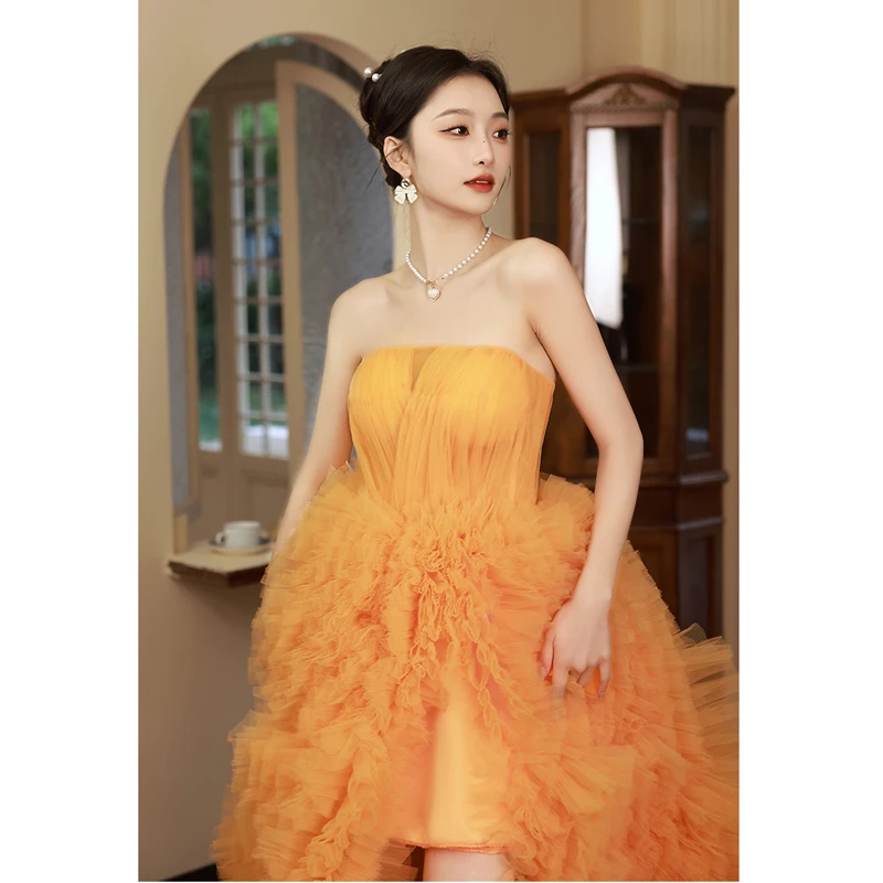 Charming Orange Pleated Evening Dresses 2023 A-Line Princess Off-The-Shoulder Short Charming Orange Pleated Evening Dresses 2023 A-Line Princess Off-The-Shoulder Short