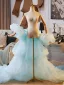 Amazing / Unique Sky Blue Cascading Ruffles Puffy Short Sleeve Shawls 2025 Prom
