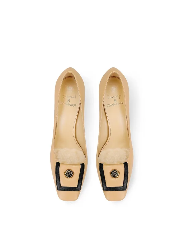 Vintage Nude Leder Ball Pumps 2026 8 cm Thick Heels Spitzschuh Pumps Hochhackige