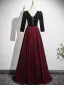 Vintage / Retro Burgundy Glitter Prom Dresses 2025 A-Line / Princess Square Neckline Long Sleeve Backless Floor-Length / Long Prom Formal Dresses