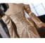 Fashion Champagne Trumpet / Mermaid Prom Dresses 2025 Off-The-Shoulder Long Sleeve Backless Floor-Length / Long Prom Formal Dresses