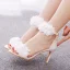 Charmant Blanche Appliques Chaussure De Mariée 2023 Bride Cheville 8 cm Talons Aiguilles Peep Toes / Bout Ouvert Chaussure De Mariée Talons Hauts