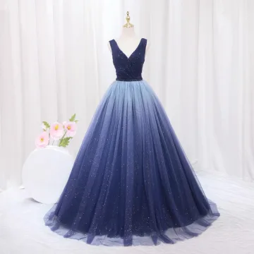 Vintage Originale Bleu Marine Perlage Paillettes Robe De Bal 2024 Robe Boule V Cou Sans Manches Dos Nu Longue Promo Robe De Ceremonie