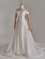 Elegant White Pearl Lace Flower Detachable Sweep Train Wedding Dresses 2025 Trumpet / Mermaid Off-The-Shoulder Sleeveless Backless