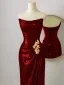 Sparkly Burgundy Sequins Evening Dresses 2024 Trumpet / Mermaid Strapless Sleeveless Backless Evening Party Floor-Length / Long Formal Dresses