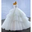 Vintage / Originale Haut de Gamme Blanche Volants en Cascade Robe De Mariée Robe Boule 2022 Une épaule Sans Manches Dos Nu Faux Diamant Tribunal Train Mariage