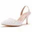 Chic / Beautiful White Pearl Lace Flower Wedding Shoes 2022 Leather Pointed Toe 7 cm Stiletto Heels Wedding Sandals High Heels