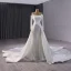 High End Weiß Handgefertigt Perlenstickerei Pailletten Brautkleider / Hochzeitskleider 2024 Meerjungfrau Off Shoulder Lange Ärmel Rückenfreies Kapelle-Schleppe Hochzeit