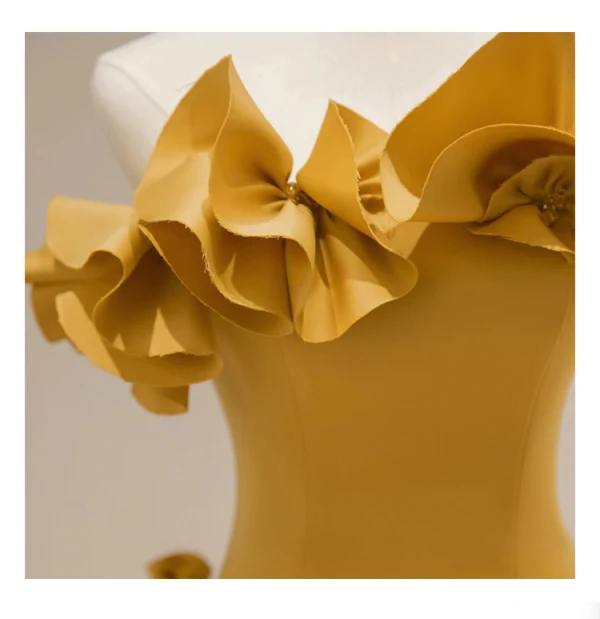 Fashion Yellow Appliques Prom Dresses 2023 A-Line / Princess Strapless Sleeveless Backless Floor-Length / Long Prom Formal Dresses