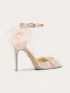 Sexy Rougissant Rose Glitter Perle Faux Diamant Appliques Promo Sandales Femme 2024 Cuir Bride Cheville 10 cm Talons Aiguilles À Bout Pointu Sandales Talons Hauts