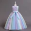 Chic / Beautiful Blushing Pink Butterfly Appliques Rainbow Birthday Flower Girl Dresses 2024 Ball Gown Scoop Neck Sleeveless Bow Sash Floor-Length / Long