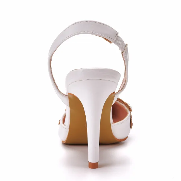 Chic / Beautiful White Rhinestone Wedding Shoes 2023 9 cm Stiletto Heels Pointed Toe Wedding Sandals High Heels