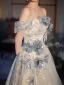 Chic / Belle Blanche Perlage Appliques Robe De Bal 2024 Princesse De l'épaule Manches Courtes Dos Nu Longue Promo Robe De Ceremonie