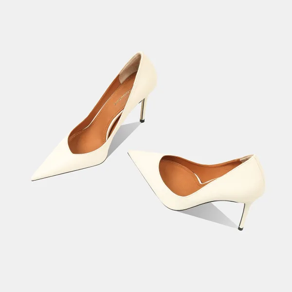Elegant Sky Blue OL Office Pumps 2026 Leather 7 cm Stiletto Heels Pointed Toe High Heels