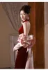 Charming Burgundy Velvet Prom Dresses 2024 Trumpet / Mermaid Spaghetti Straps Short Sleeve Backless Bow Floor-Length / Long Prom Formal Dresses
