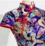 Chinesischer Stil Königliches Blau Satin Abend Sweep / Pinsel Zug Cheongsam 2025 Meerjungfrau Stehkragen Kurze Ärmel