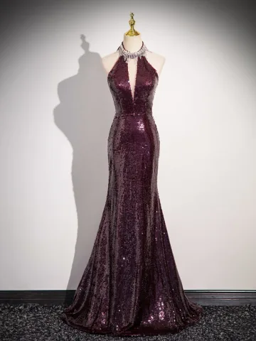 Glitter Sexy Bordeaux Rhinestone Pailletten Galajurken Avondjurken 2024 Trompet Zeemeermin Houder Mouwloos Ruglooze Lange Gala Gelegenheid Jurken