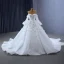 Luxury / Gorgeous White Beading Appliques Sequins Wedding Dresses 2023 Ball Gown Off-The-Shoulder Long Sleeve Backless Chapel Train Wedding