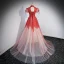 Chic / Belle Multi-Couleurs Rouge Robe De Bal 2022 Princesse U-Cou Manches Courtes Dos Nu Perlage Paillettes Longue Robe De Ceremonie