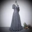 Sparkly Silver Grey Sequins Prom Dresses 2022 A-Line / Princess V-Neck Short Sleeve Backless Floor-Length / Long Prom Formal Dresses