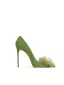 Chic / Beautiful Sage Green Prom Appliques Pumps 2024 Leather 10 cm Stiletto Heels Pointed Toe Pumps High Heels