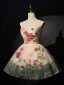 Vintage / Retro Champagne Rose Appliques Short Prom Dresses 2024 Scoop Neck Sleeveless Backless Prom Formal Dresses