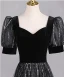 Bling Bling Noire Faux Diamant Paillettes Robe De Bal 2024 Princesse Encolure Carrée Manches Courtes Dos Nu Longue Promo Robe De Ceremonie