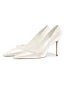Elegant Ivory Pearl Satin Wedding Shoes 2024 8 cm Stiletto Heels Pointed Toe Wedding Pumps High Heels