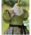 Chic / Belle Vert Cendré Impression Noeud Ceinture Anniversaire Robe Ceremonie Fille 2023 Princesse Encolure Carrée Gonflée Manches Courtes Longue