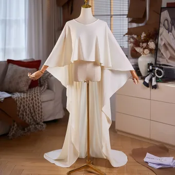 Vintage Retro Ivory Scoop Neck Long Sleeve Prom Shawl 2025