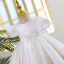 Audrey Hepburn Style Ivory Beading Appliques Birthday Flower Girl Dresses 2022 Ball Gown Satin Scoop Neck Puffy Short Sleeve Short Flower Girl Dresses